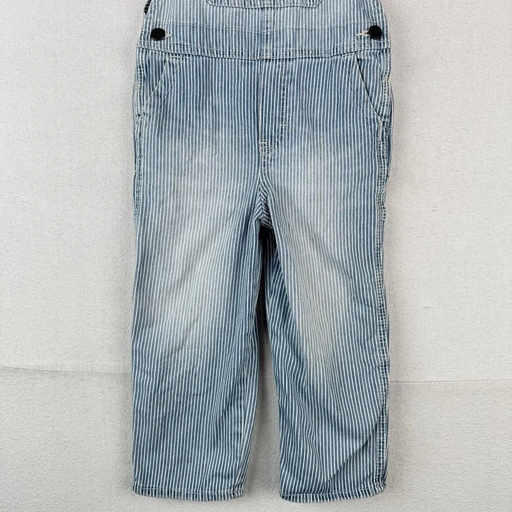 OshKosh B'gosh Blue Hickory Stripe Overalls Size 4T Vestbak